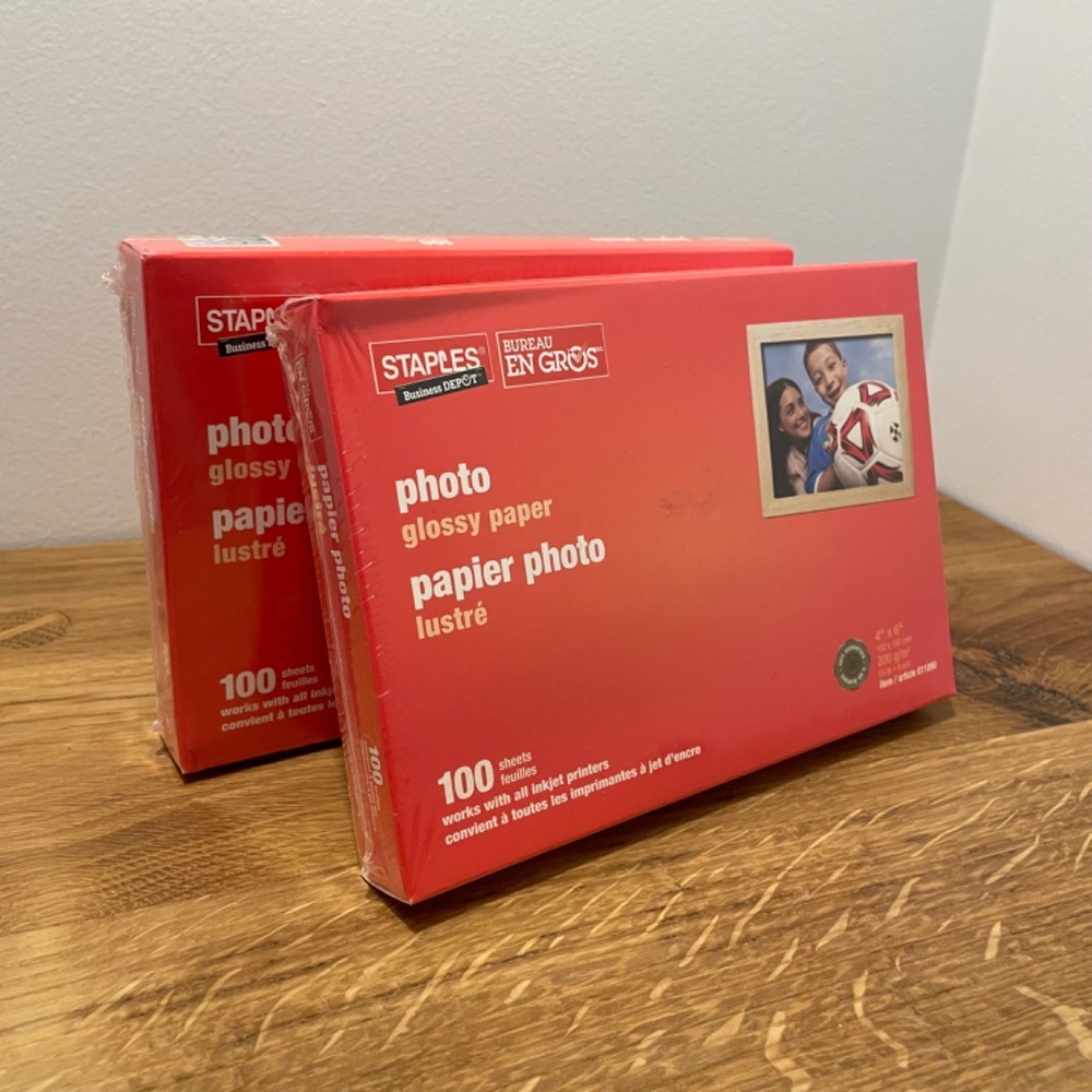 Photo Glossy Paper 4x6 Sheets 100 Count Staples – NEW IN BOX x2